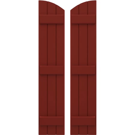 Ekena Millwork Americraft 3-Board (3 Batten) Wood Joined Board-n-Batten Shutters w/Ellipt Top, ARW401BE311X71MRH, PR ARW401BE311X71MRH